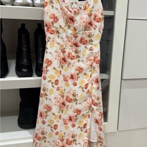 Abercrombie & Fitch Floral Midi Dress - White and Orange